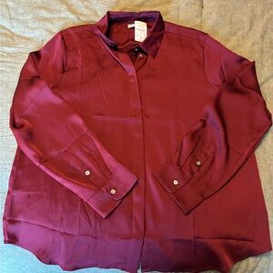 J. Crew Rich Burgundy Satin Blouse